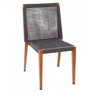 Riviera Aluminum Woven Rope Hospitality Restaurant Country Club Commercial Stacking Side Chair